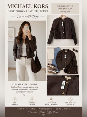 Michael Kors Dark Brown Leather Jacket